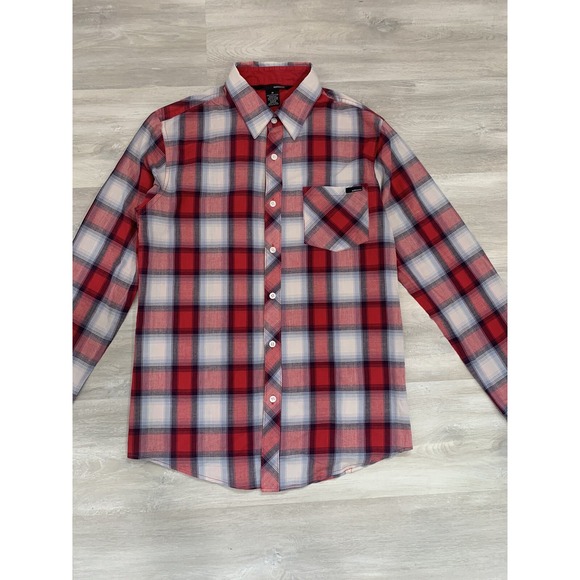 Ambiguous Shirt Mens Medium Multicolor‎ Plaid Button Up Long Sleeve Skateboard - Picture 3 of 12